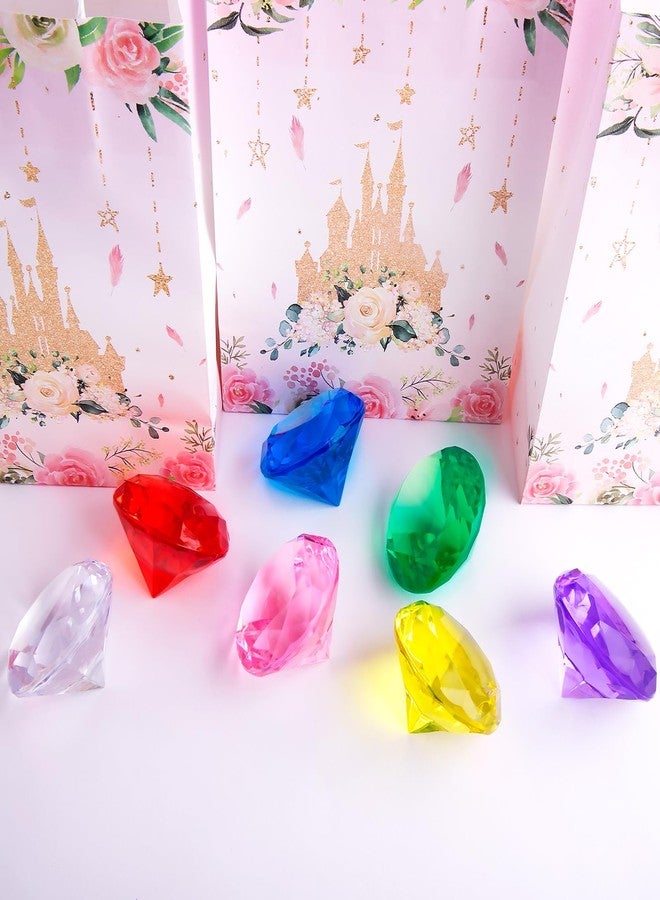 Niceup 60mm Large Diving Gems Pool Toys for Kids 7PCS 2.36in Acrylic Fake Jewel Gemstones Princess Mermaid Dive Party Favors Swimming Toys Red Blue Purple Green Clear Yellow Pink - Image 3