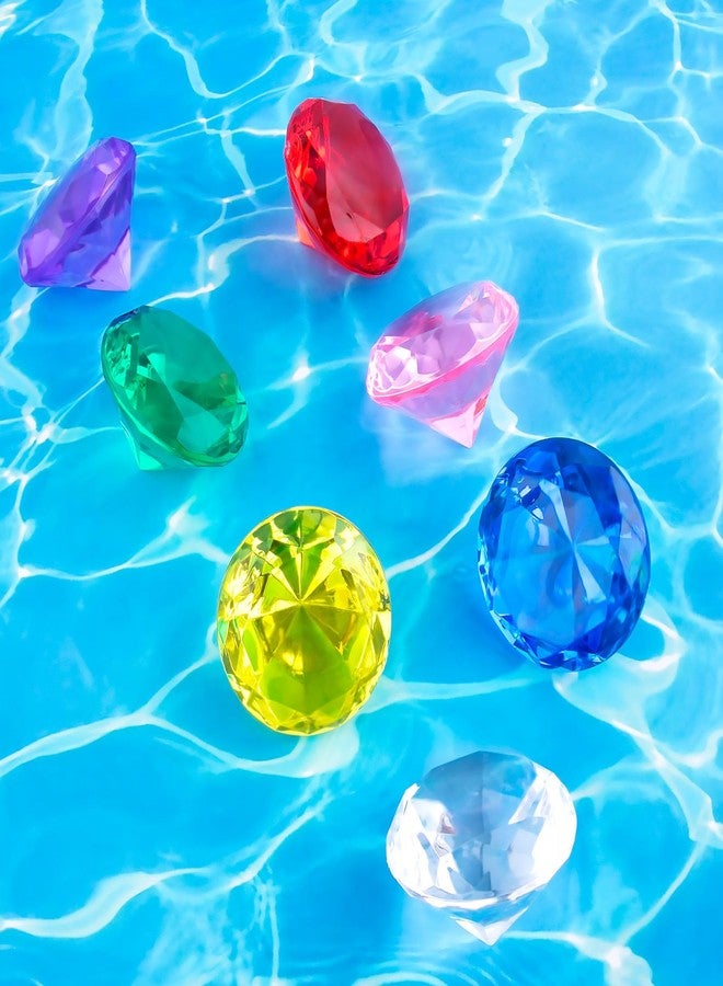 Niceup 60mm Large Diving Gems Pool Toys for Kids 7PCS 2.36in Acrylic Fake Jewel Gemstones Princess Mermaid Dive Party Favors Swimming Toys Red Blue Purple Green Clear Yellow Pink - Image 4