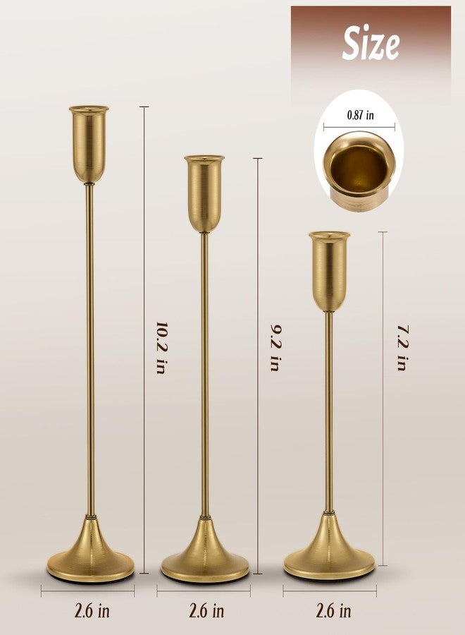 Batoslee Candlestick Holders, Taper Candle Holders Set of 6, Vintage Gold Candle Sticks Holder Decor for Table Centerpiece, Fireplace Mantel, Weddings & Housewarming Décor with Gift Box - Image 3