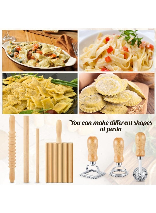 سوفام 7 فطائر أداة صنع المعجنات، لوح الخشب مع طابع رافيولي ودبابيس الدبوس مجموعة هدية مطبخ محلية الصنع للخبز عشاقي (نمط المعجنات) - Image 3