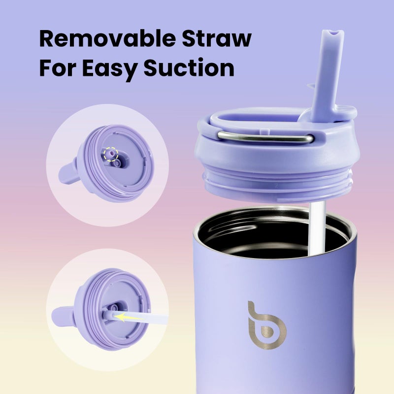 BOTTLE BOTTLE Insulated Water Bottle 24oz with Straw Lid and Handle for Sports Travel Gym Stainless Steel Water Bottles Double-Wall Vacuum Metal Leak Proof BPA-Free (purplepinkyellow) - Image 5