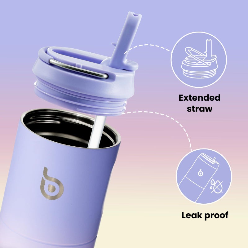 BOTTLE BOTTLE Insulated Water Bottle 24oz with Straw Lid and Handle for Sports Travel Gym Stainless Steel Water Bottles Double-Wall Vacuum Metal Leak Proof BPA-Free (purplepinkyellow) - Image 3