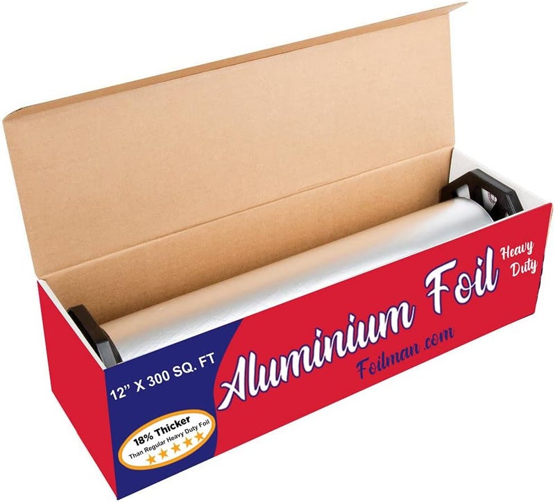 Foilman Thick & Heavy Duty Aluminum Foil Roll with Sturdy Corrugated Cutter Box, Food Safe Cling Wrap for Cooking, Baking, Roasting, Grilling, Freezer Storage - Durable Kitchen Use - 12 in x 300 sq ft - Image 4