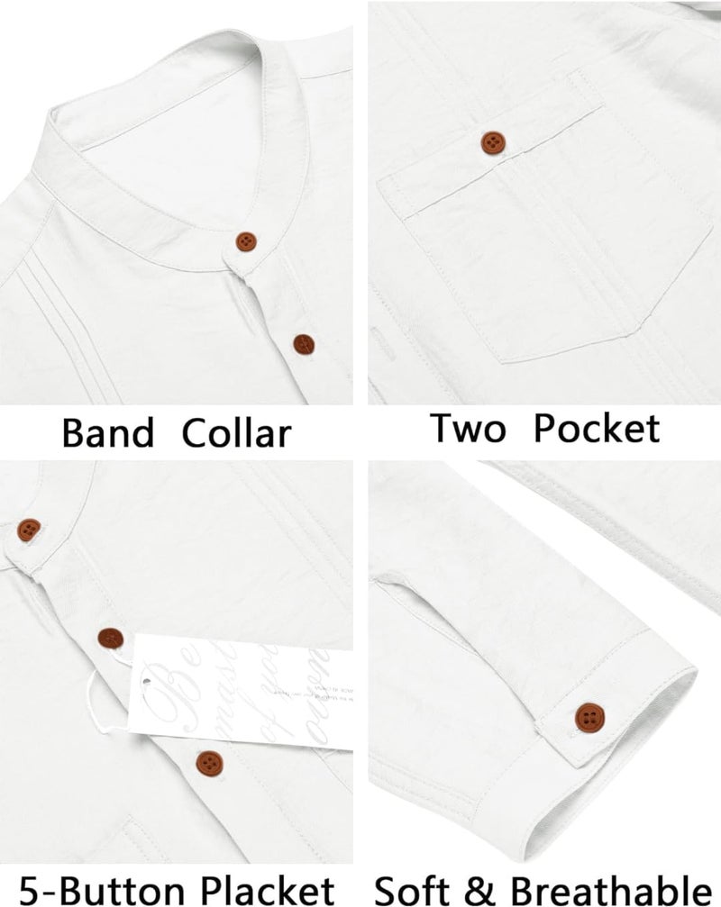 Macsivo Cotton Blend Solid Casual Short Kurta for Men Long Sleeve Mandarin Collar Stylish Shirt Kurta for Men Sky - Image 4