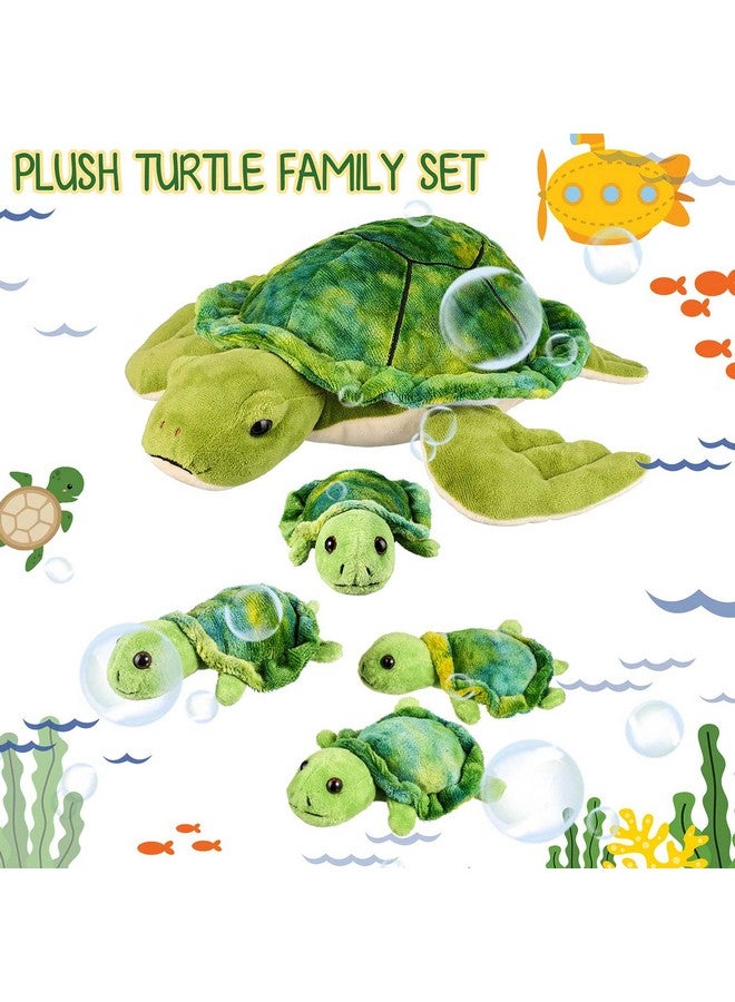 Aoriher 5 Piece Plush Sea Turtle Set - 12 Inch Mom with 4 Little Turtles, Soft Plush Stuffed Animal Toys for Birthday Party Favors, Easter, Christmas - Image 5