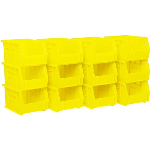 AkroMils 30237 AkroBins Plastic Storage Bins SpaceSaving Stackable Bins for Garage Pantry Craft Organization 9 x 6 x 5 Yellow 12Pack