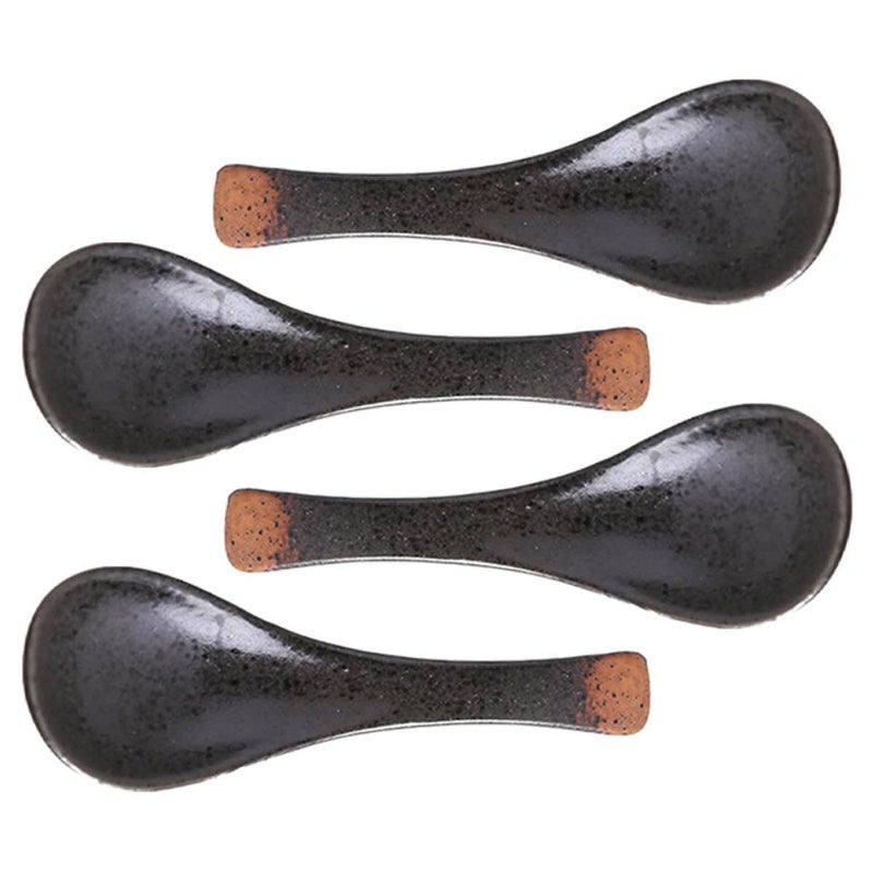 Japanese Ceramic Soup Spoons Set of 4 Small Ramen Spoons for Home Kitchen Dining - Image 2