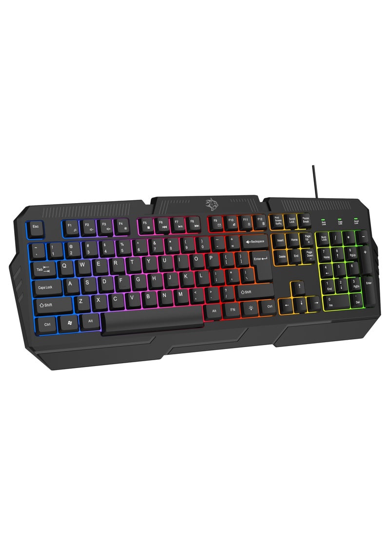 porodo - 4 in 1 Gaming Kit with Keyboard / Head phone / Mouse and Mouse Pad / Windows and Linux Compatibility / 13 RGB Light Mode - Black - Image 1