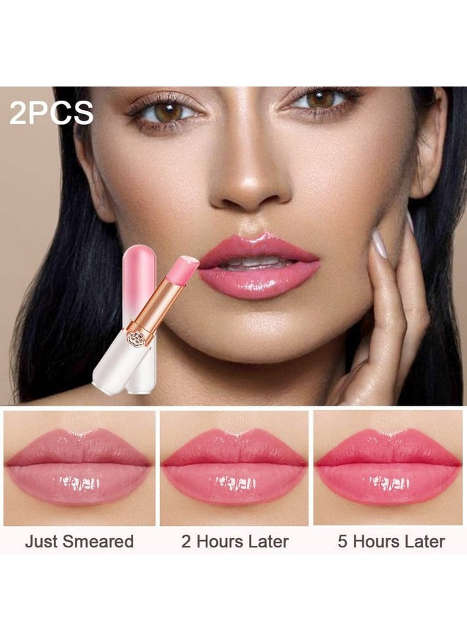 BINGBRUSH BINGBRUSH 2 Pcs Peach Color Changing Lipstick Queen,PH Mood Long Lasting Labiales Lip Gloss Lip Balm Tinted Magic Lip Stain Makeup Lipstick Set for Women  - Image 2