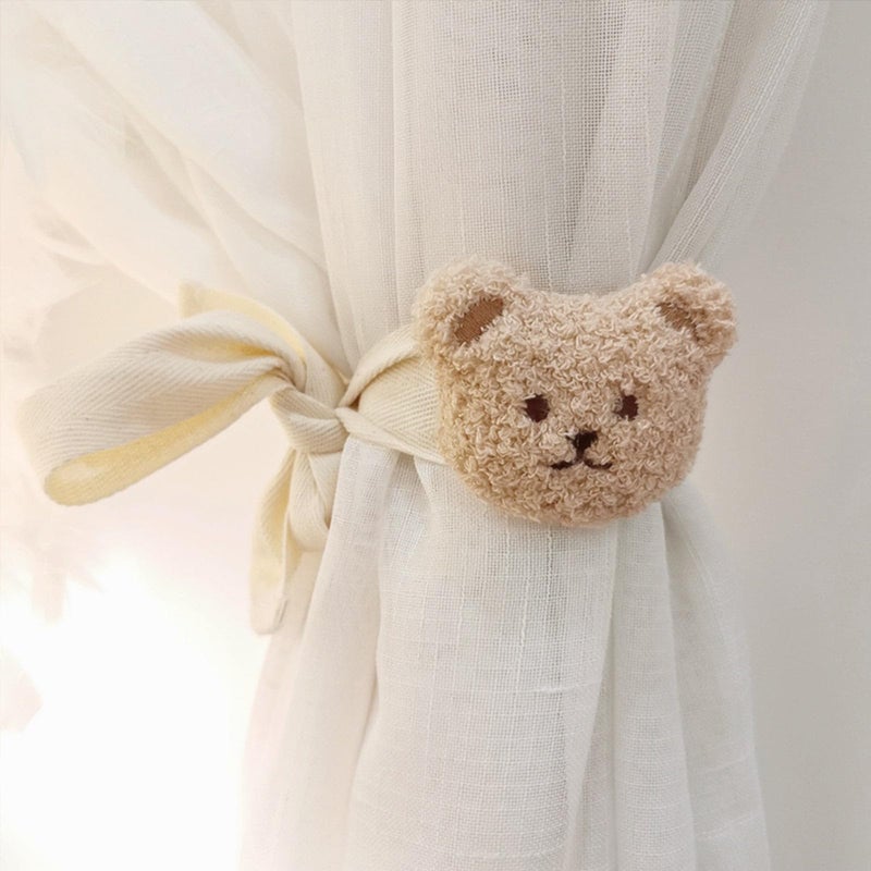 Whaline 4Pcs Bear Curtain Ties Cute Cartoon Bear Curtain Tieback Decorative Embroidered Animal Shape Rope Holdbacks for Home Office Bedroom Living Room Window Treatment Decor - Image 4