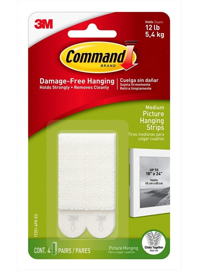 Command Foam 12 lb Picture Hanging Strips, Medium, 6-packages (24 pairs total) (17201-4PK-ES)  - Image 1