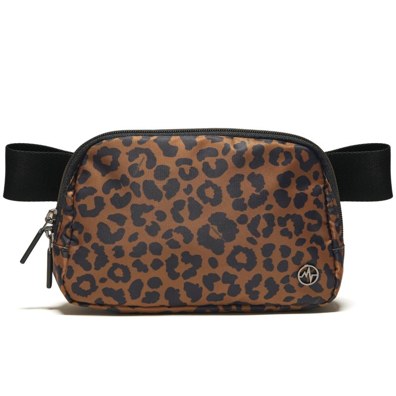 Pander Two Way Zipper Fanny Pack Nylon Everywhere Belt Bag for Women, Water Repellent Waist Packs, Crossbody Bags with Adjustable Strap (Midnight Leopard) - Image 1