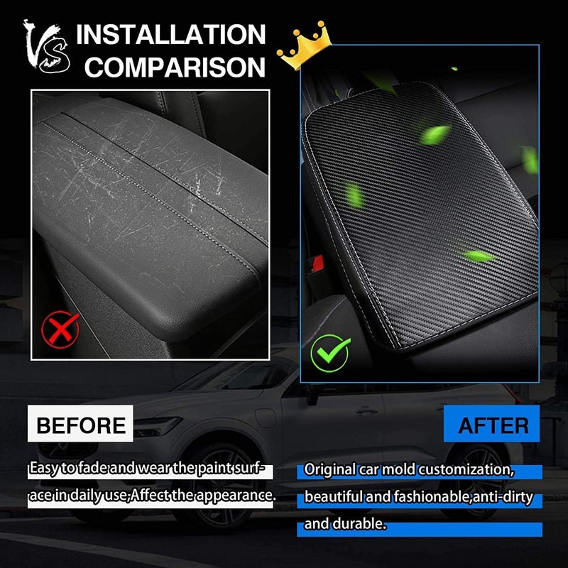 Autorder Center Console Cover for Chevy Blazer Chevrolet Blazer 2019 2020 2021 2022 2023 2024 2025 Accessories Carbon Fiber Armrest Cover Anti-Scratch Leather Armrest Protector - Image 4
