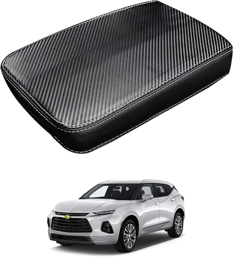Autorder Center Console Cover for Chevy Blazer Chevrolet Blazer 2019 2020 2021 2022 2023 2024 2025 Accessories Carbon Fiber Armrest Cover Anti-Scratch Leather Armrest Protector - Image 1