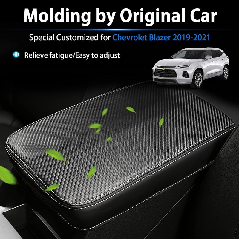 Autorder Center Console Cover for Chevy Blazer Chevrolet Blazer 2019 2020 2021 2022 2023 2024 2025 Accessories Carbon Fiber Armrest Cover Anti-Scratch Leather Armrest Protector - Image 2