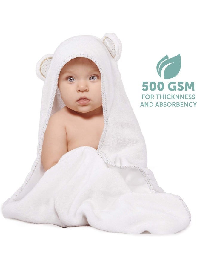 MINIBOO Hooded Baby Towels for Newborn - Super Soft Baby Bath Towels with Hood, Highly Absorbent Viscose Made from Bamboo Hooded Towel for Infant, Toddler and Kids, Baby Essentials - Image 3