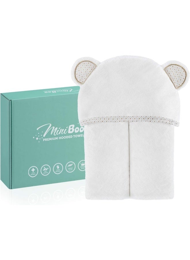 MINIBOO Hooded Baby Towels for Newborn - Super Soft Baby Bath Towels with Hood, Highly Absorbent Viscose Made from Bamboo Hooded Towel for Infant, Toddler and Kids, Baby Essentials - Image 2