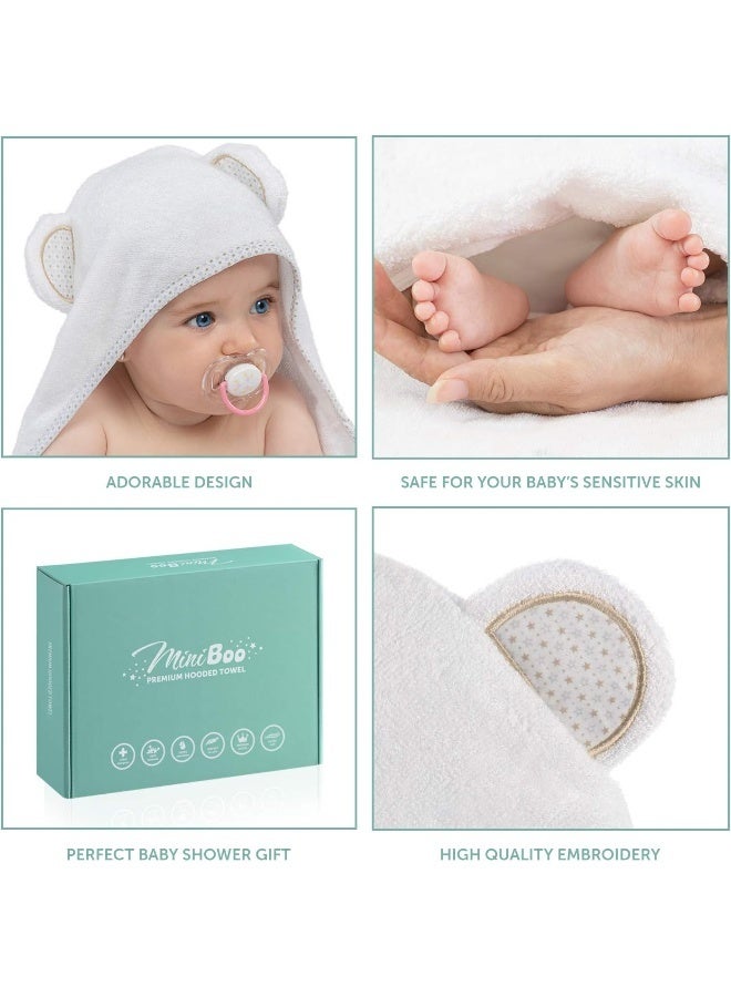 MINIBOO Hooded Baby Towels for Newborn - Super Soft Baby Bath Towels with Hood, Highly Absorbent Viscose Made from Bamboo Hooded Towel for Infant, Toddler and Kids, Baby Essentials - Image 4