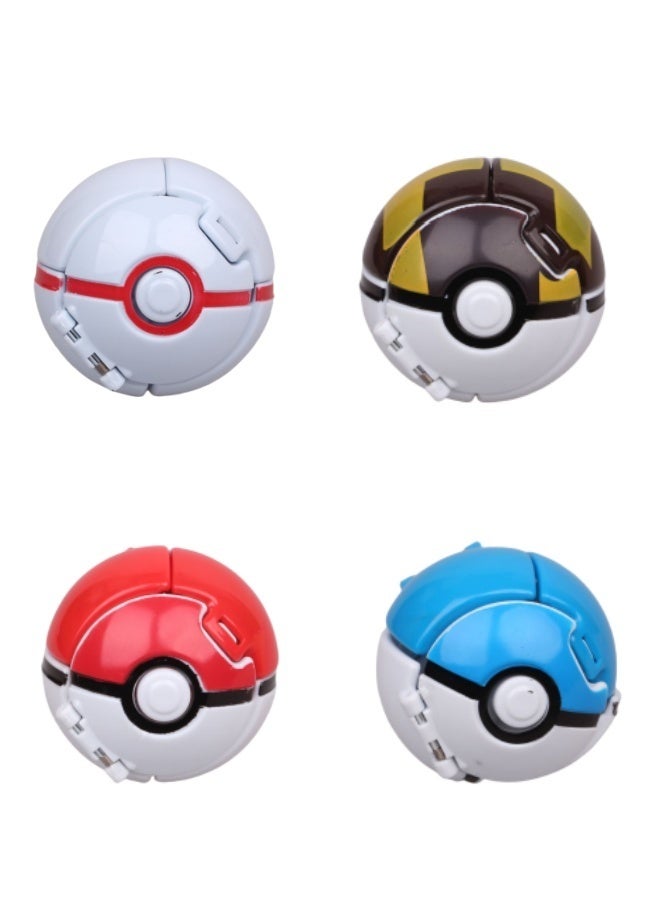 Halamodo 4 قطع من كرات الرمي وشخصيات الأنمي، كرة بوكيمون بوكيبول بضغطة زر، مصنوعة من البلاستيك المتين، آمنة للاستخدام، كل واحدة بطول 7 سم، للأطفال من سن 4 سنوات فما فوق - Image 2