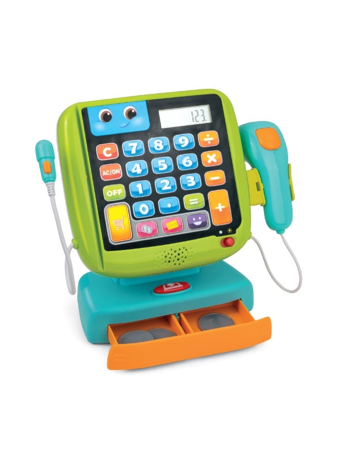 Winfun Smart Calculator Cash Register Set | Interactive Pretend Play Cashier Toy with Lights, Sounds & Calculator | Educational Learning Toy with Scanner, Money & Card for Kids Ages 3+ - Image 2