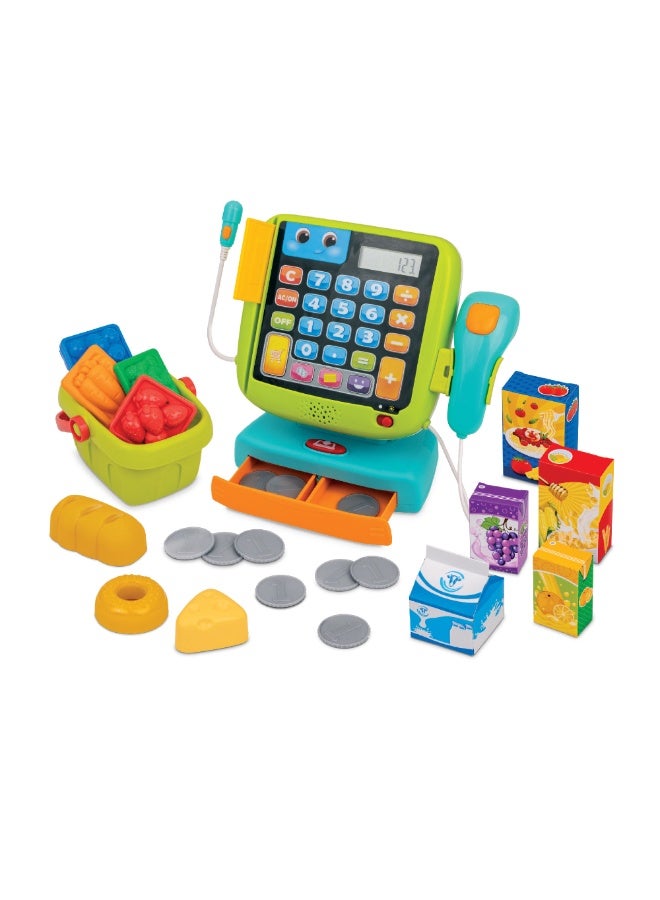 Winfun Smart Calculator Cash Register Set | Interactive Pretend Play Cashier Toy with Lights, Sounds & Calculator | Educational Learning Toy with Scanner, Money & Card for Kids Ages 3+ - Image 1