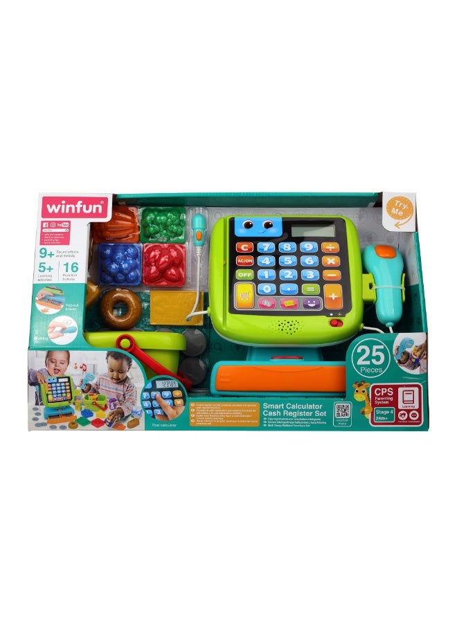Winfun Smart Calculator Cash Register Set | Interactive Pretend Play Cashier Toy with Lights, Sounds & Calculator | Educational Learning Toy with Scanner, Money & Card for Kids Ages 3+ - Image 3