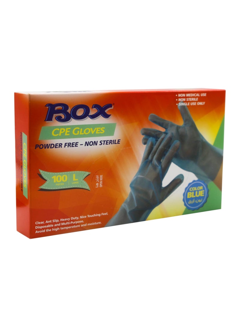 Box cpe gloves powder free non sterile 100 pieces blue large