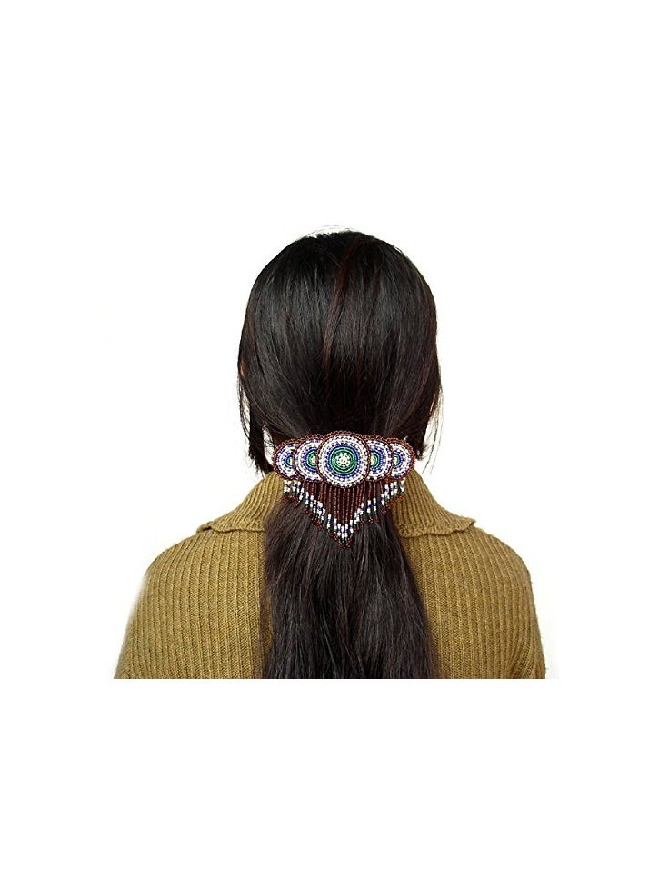 La vivia Handmade Beaded hair Clip/Barrette.Seed Beaded Native American Style Hair Barrette for Women. Beaded Hair Accesories Suitable for Different Occasions & Gifting.  - Image 2