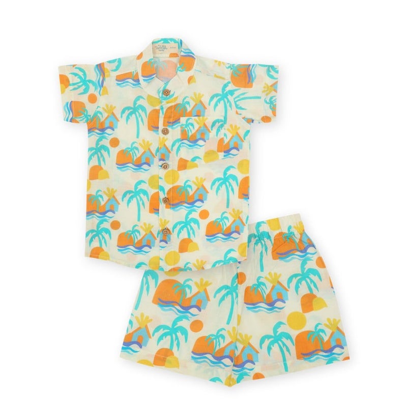 A toddler thing Coord Sets|Mulmul Cotton|Perfect for Summer|Shirt and Shorts Set|Lil' Paradise|6-12m - Image 5