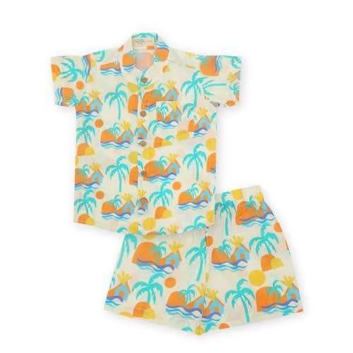 A toddler thing Coord Sets|Mulmul Cotton|Perfect for Summer|Shirt and Shorts Set|Lil' Paradise|6-12m - Image 1