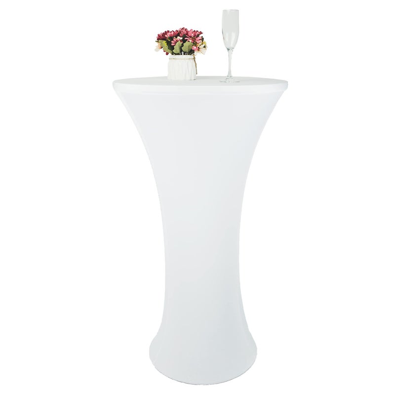 TC LUDUAN TC LUDUAN 24x43 Inch White Spandex Cocktail Table Cloth Fitted Round Bar Table Stretch Highboy Cocktail Table Covers for Banquet Outdoor Party Wedding Bar Round Bottom White 