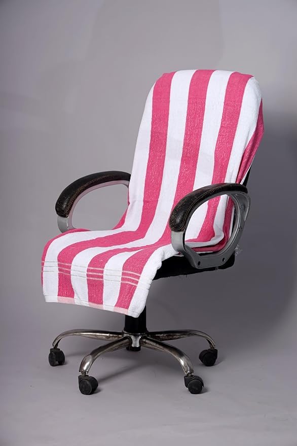 VIP BAGDA Cotton Solid Luxury Premium Super Soft Office Chair Towel with Tie Knot 600 GSM Pack of 136 X 72 in Inches WhitePink - Image 3