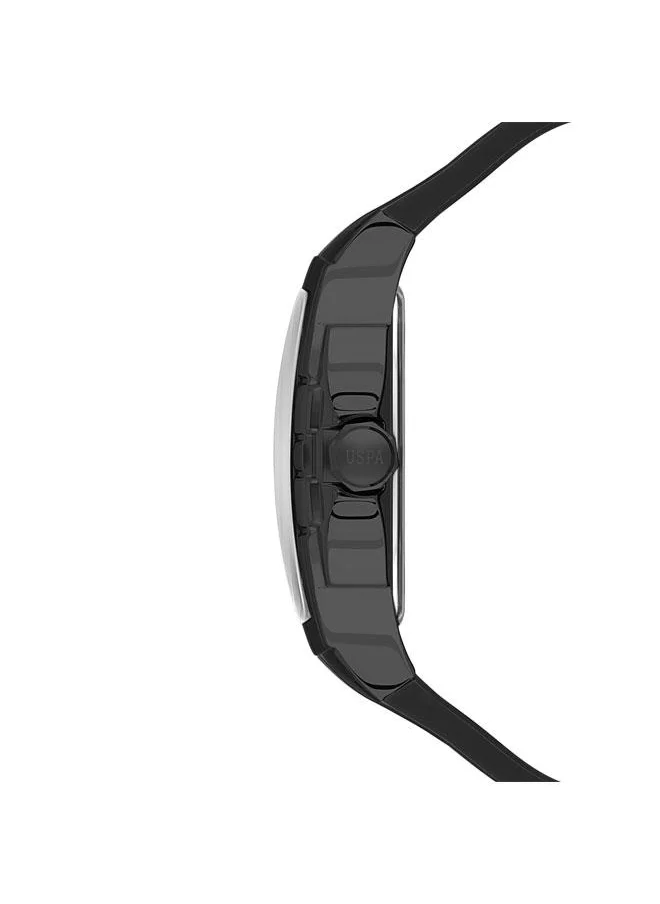 يو اس بولو اسن Crossing 41mm Multifunction Men's Watch with Black Dial & Rubber Strap