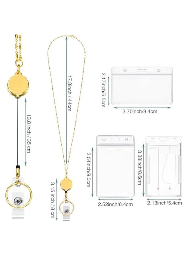 Arabest Elegant Gold Retractable Lanyard Set for Women - Cruise Necklace with ID Holder Clip Kit - Teacher's Stainless Steel Badge Reel Package  - Image 3