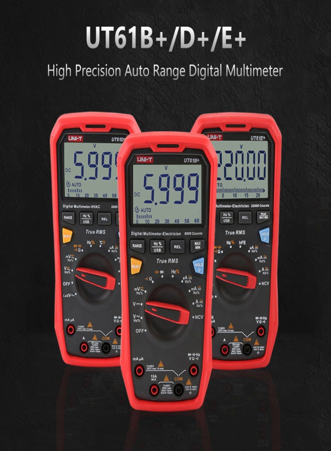 UNI-T UT61D+ Digital Multimeter Auto Range High Precision Professional NCV Tester True RMS Multimeter Multifunctional Tester Electric Measuring Instrument Support Data Transmission Temperature Measurement - Image 3