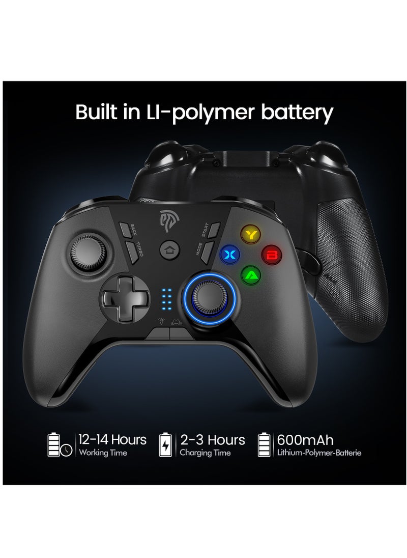 EasySMX Wireless Gaming Controller for Windows PC/Steam Deck/PS3/Android TV BOX, Dual Vibrate Plug and Play Gamepad Joystick with 4 Customized Keys, Battery Up to 14 Hours, Work for Nintendo Switch
