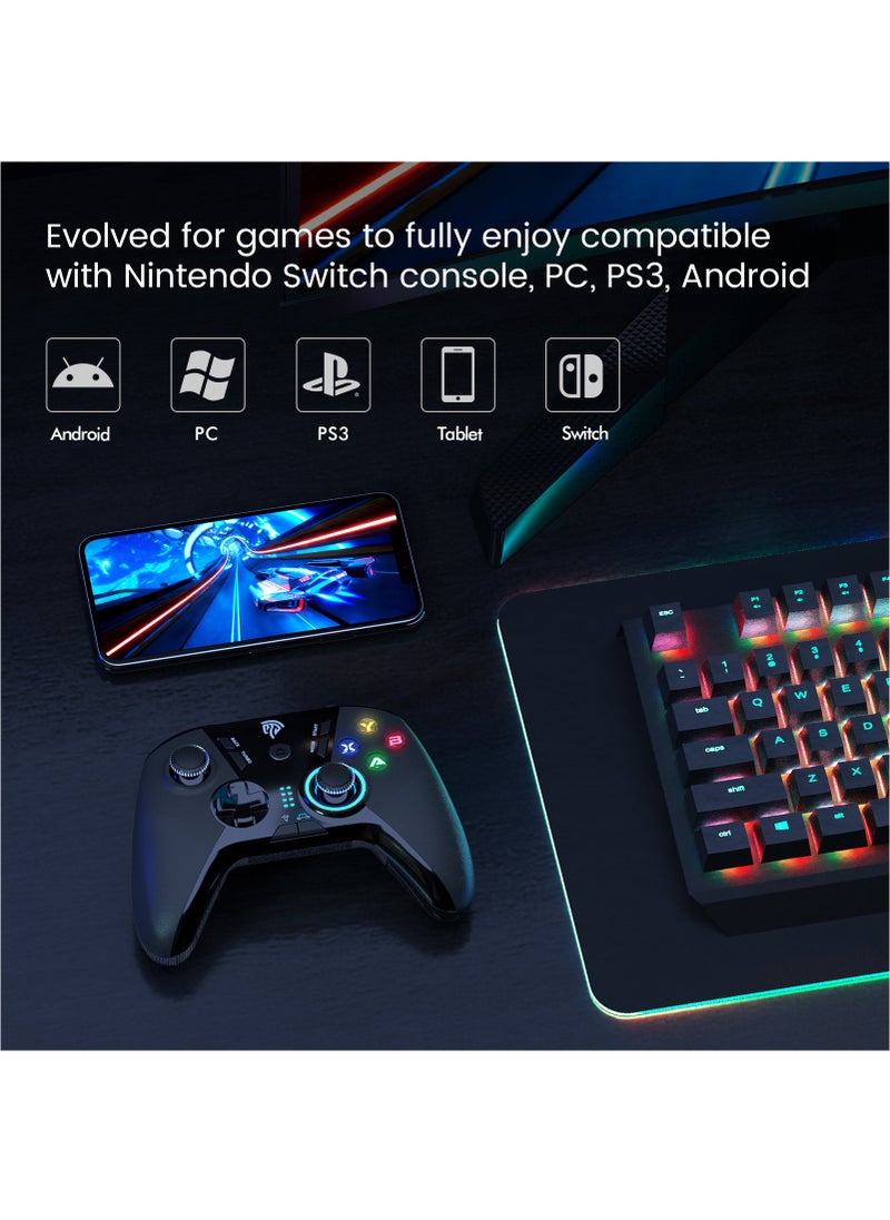 EasySMX Wireless Gaming Controller for Windows PC/Steam Deck/PS3/Android TV BOX, Dual Vibrate Plug and Play Gamepad Joystick with 4 Customized Keys, Battery Up to 14 Hours, Work for Nintendo Switch