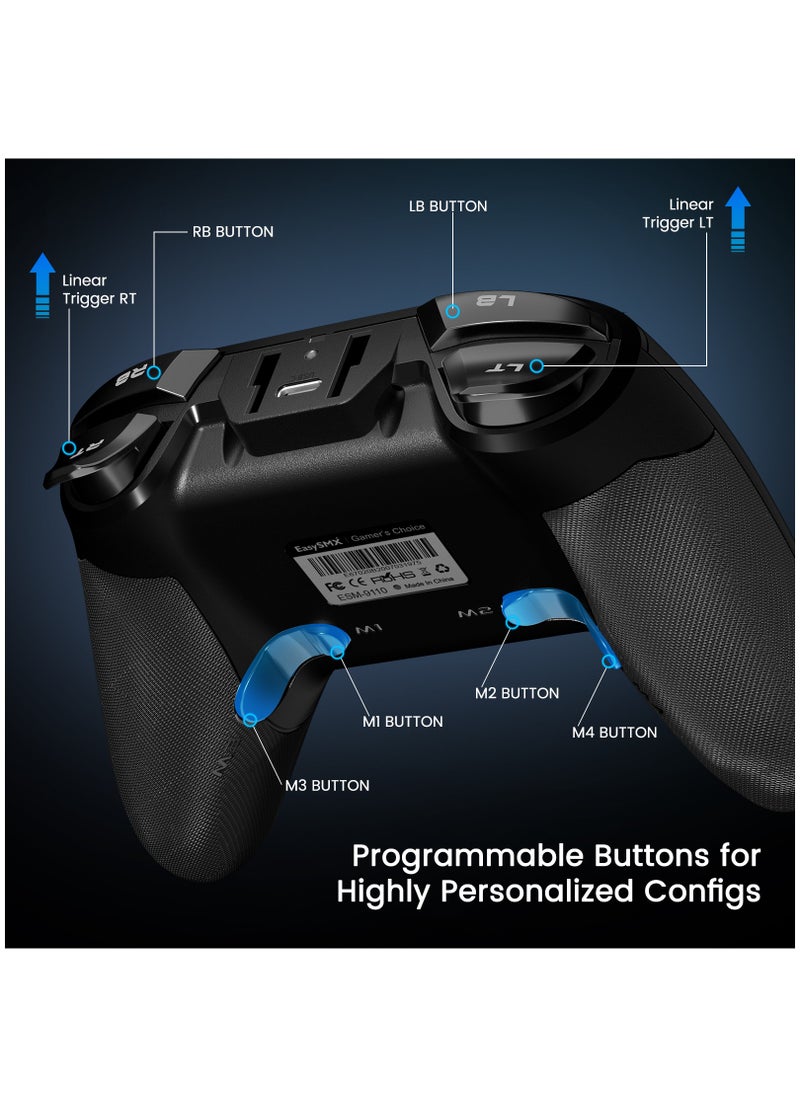 EasySMX Wireless Gaming Controller for Windows PC/Steam Deck/PS3/Android TV BOX, Dual Vibrate Plug and Play Gamepad Joystick with 4 Customized Keys, Battery Up to 14 Hours, Work for Nintendo Switch