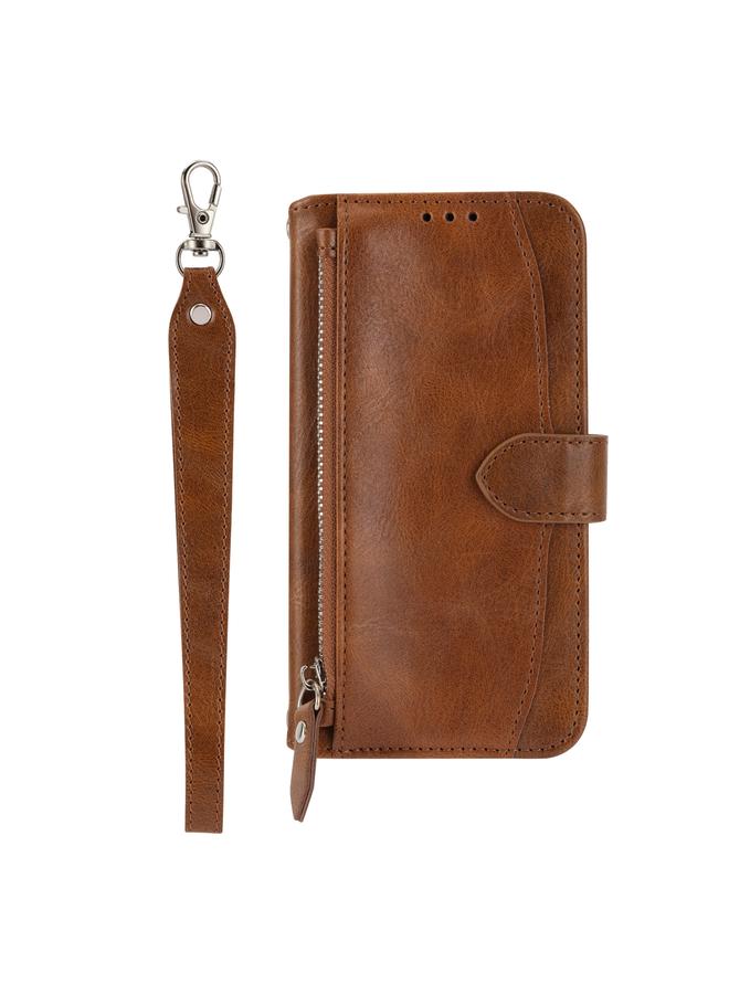 اس-توب جراب هاتف iPhone 15 Pro Max مصنوع من الجلد الزيتي مع سحاب ومحفظة جلدية - Image 2