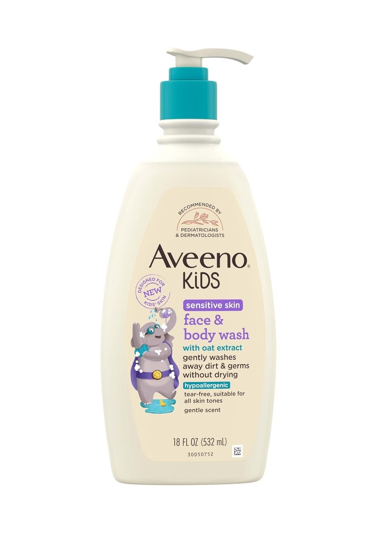 Aveeno Baby Aveeno Baby Kids Sensitive Skin Face & Body Wash with Oat Extract, Tear Free & Suitable for All Skin Tones, 532ml 
