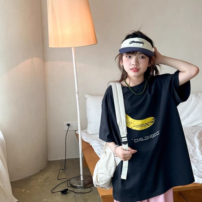 Girls' Pure Cotton T-Shirt Summer Short-Sleeve 2026 New Stylish And Trendy Top For Older Children Children'S Clothing Trendy - Image 1