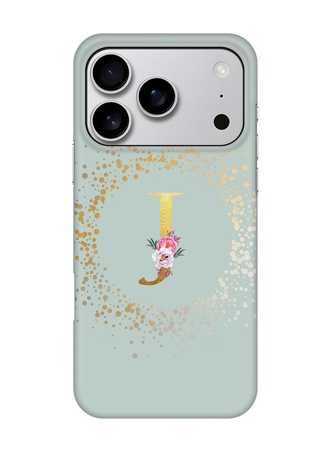 Stylizedd For iPhone 17 Pro,Case, [Compatible with MagSafe] Magnetic cover Slim fit Protection Matte, - Custom Monogram Floral - J  (Light Grey )
