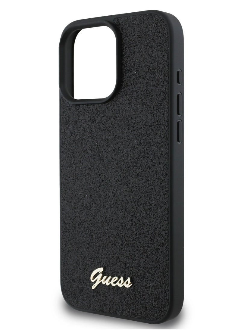 GUESS - iPhone 16 Pro Max Case Fixed Glitter Hard Cover / Drop Protection / Extra Shield Protection- Black - Image 1