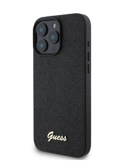 GUESS iPhone 16 Pro Max Case Fixed Glitter Hard Cover / Drop Protection / Extra Shield Protection- Black  - Image 4