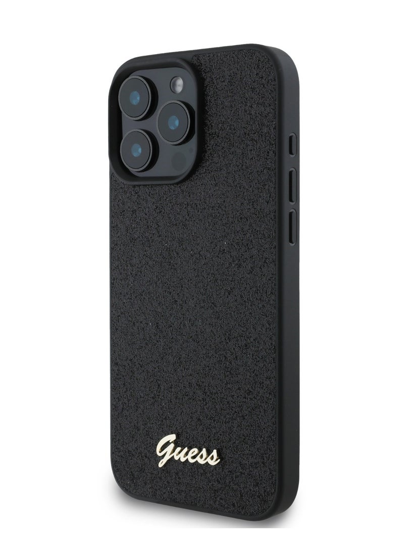 GUESS - iPhone 16 Pro Max Case Fixed Glitter Hard Cover / Drop Protection / Extra Shield Protection- Black - Image 1