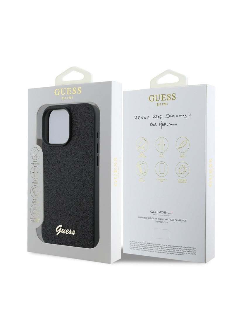 GUESS - iPhone 16 Pro Max Case Fixed Glitter Hard Cover / Drop Protection / Extra Shield Protection- Black - Image 1