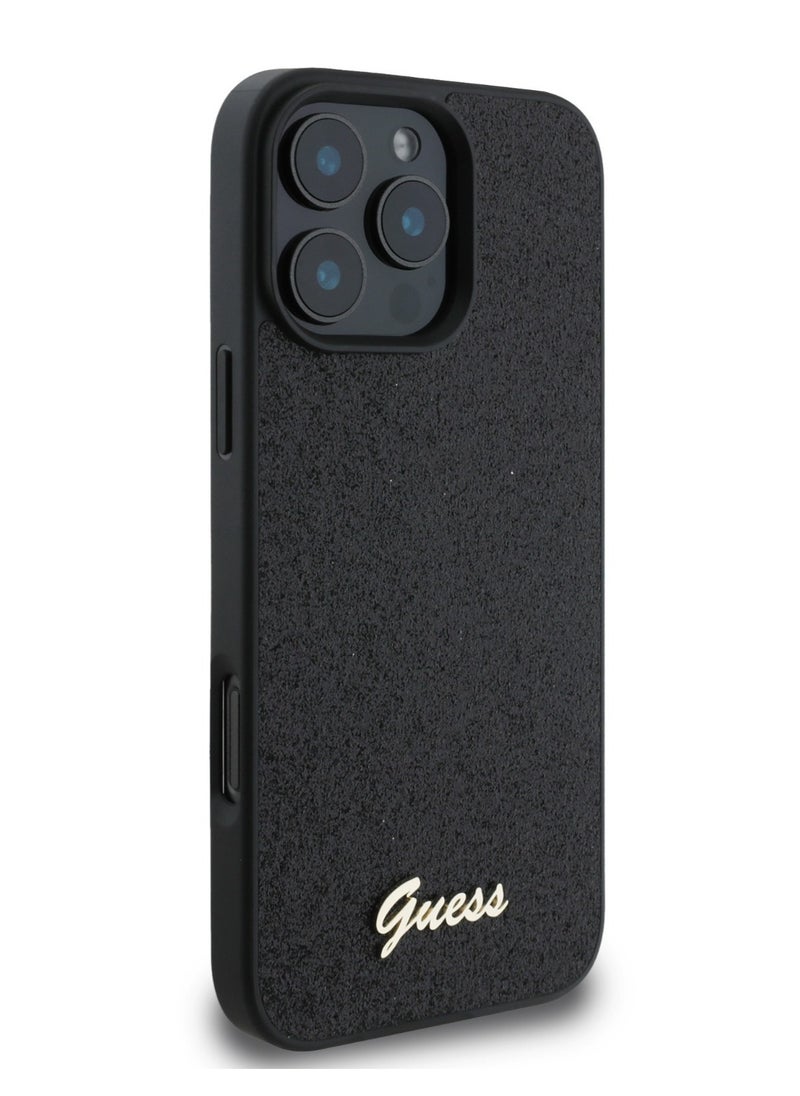 GUESS - iPhone 16 Pro Max Case Fixed Glitter Hard Cover / Drop Protection / Extra Shield Protection- Black - Image 1