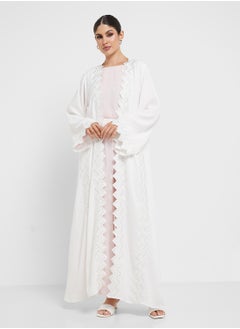 hayas closet Lace Detailed Open Front Flared Sleeve Abaya  - Image 5