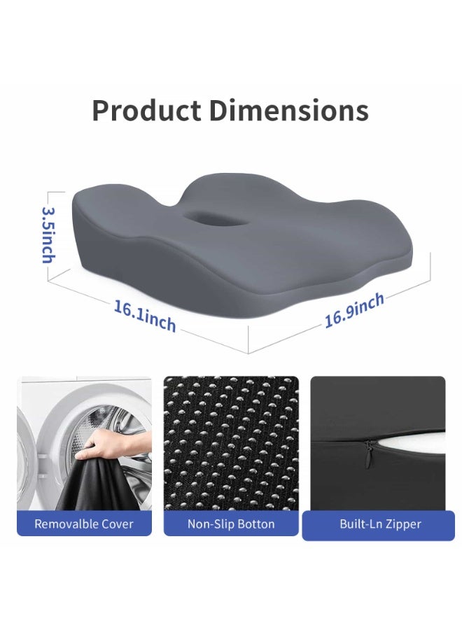 أديلي وسادة مقعد من رغوة الذاكرة بتصميم ثلاثي الأبعاد لتخفيف الضغط وآلام الظهر والعصب الوركي والبواسير، مناسبة للمكتب والسيارة والكرسي المتحرك - Image 2