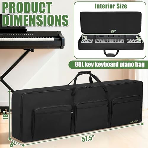 LASUK 88L Key Keyboard Case (Size:57.5"x8"x18"), Portable Keyboard Piano Waterproof 600D Oxford Cloth with Adjustable Straps, Key Keyboard Gig Bag Case - Image 2
